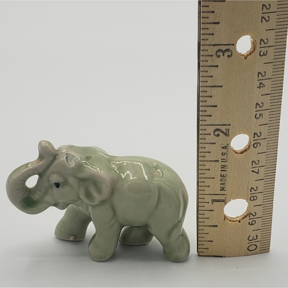 Vintage Mini Elephant Figurine Made In Japan Mint Green